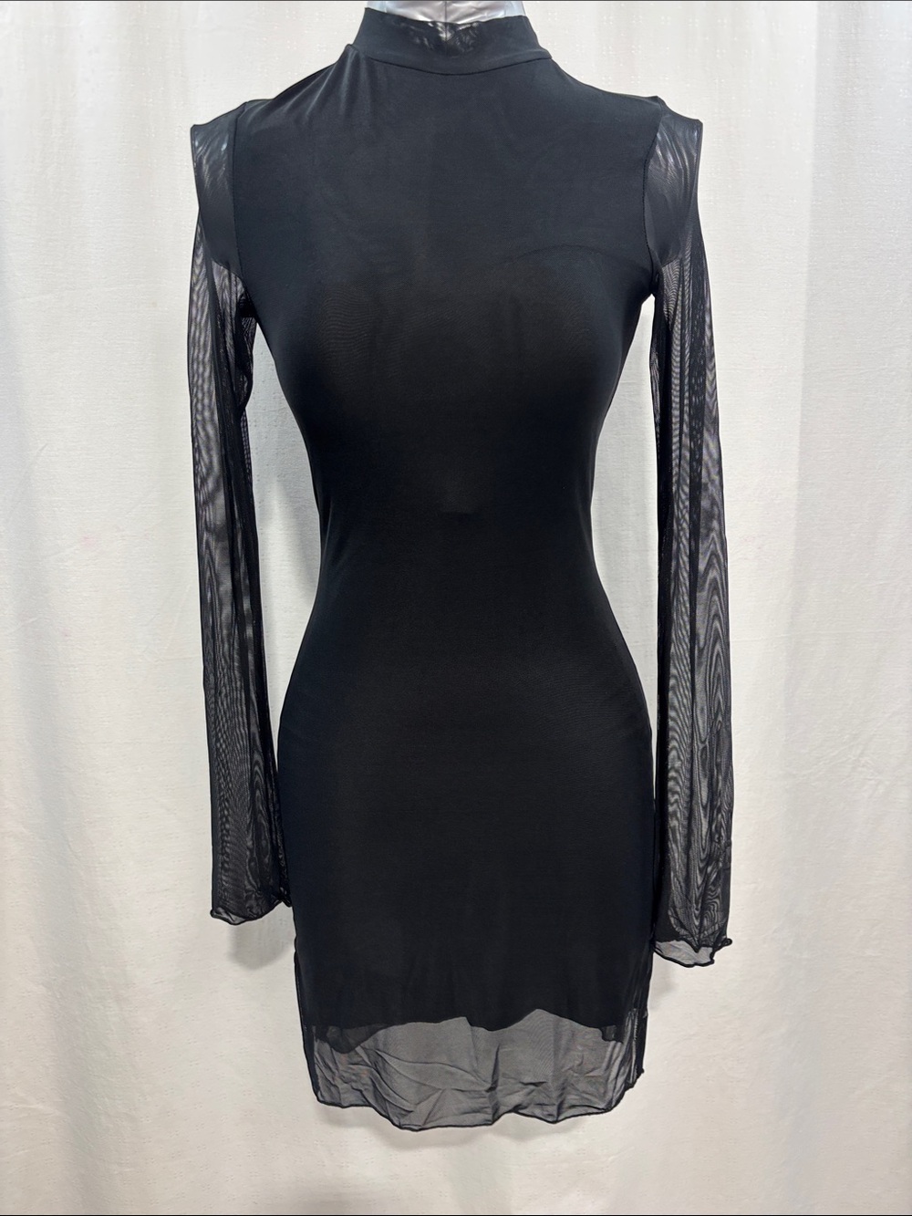 Sleek Black Long-Sheer-Sleeve Bodycon Dress 187 trendy date night party wedding